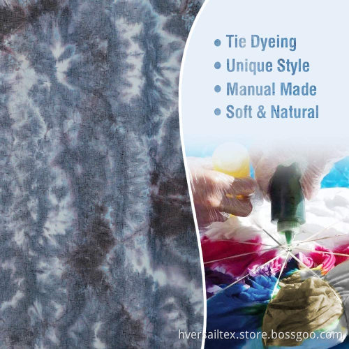Manual Tie Dye Linen Semi Sheers Navy Curtains
